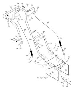 Handle Assembly Diagram and Parts List for C950-52420-0 2004 Briggs and Stratton Snow Blower